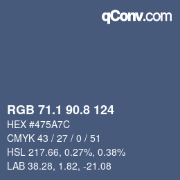 カラーコード: RGB 71.1 90.8 124 | qconv.com
