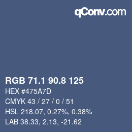 Color code: RGB 71.1 90.8 125 | qconv.com
