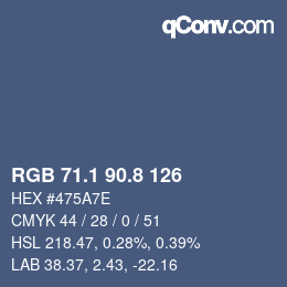 Color code: RGB 71.1 90.8 126 | qconv.com