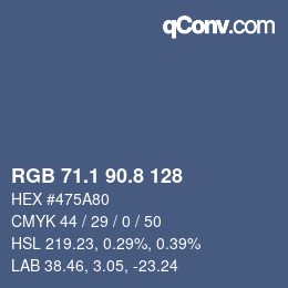 Color code: RGB 71.1 90.8 128 | qconv.com