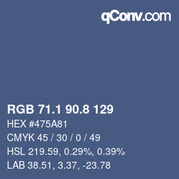 カラーコード: RGB 71.1 90.8 129 | qconv.com