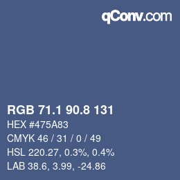 Color code: RGB 71.1 90.8 131 | qconv.com