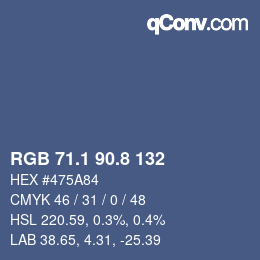 Color code: RGB 71.1 90.8 132 | qconv.com