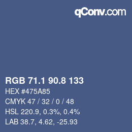 Color code: RGB 71.1 90.8 133 | qconv.com