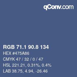 カラーコード: RGB 71.1 90.8 134 | qconv.com