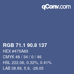 Color code: RGB 71.1 90.8 137 | qconv.com