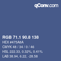 Color code: RGB 71.1 90.8 138 | qconv.com