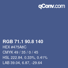 Color code: RGB 71.1 90.8 140 | qconv.com