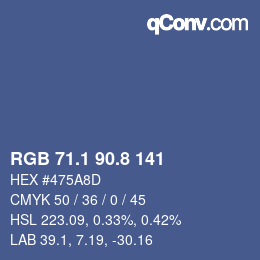 カラーコード: RGB 71.1 90.8 141 | qconv.com