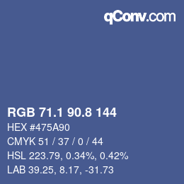 Color code: RGB 71.1 90.8 144 | qconv.com