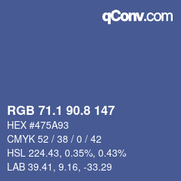 カラーコード: RGB 71.1 90.8 147 | qconv.com