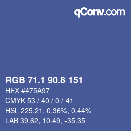 カラーコード: RGB 71.1 90.8 151 | qconv.com