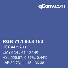 カラーコード: RGB 71.1 90.8 153 | qconv.com