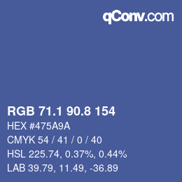Color code: RGB 71.1 90.8 154 | qconv.com