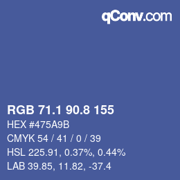 Color code: RGB 71.1 90.8 155 | qconv.com