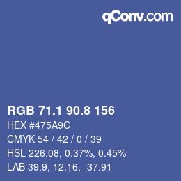 Color code: RGB 71.1 90.8 156 | qconv.com