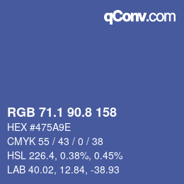 カラーコード: RGB 71.1 90.8 158 | qconv.com