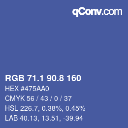 Color code: RGB 71.1 90.8 160 | qconv.com