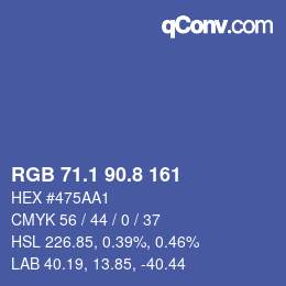 Color code: RGB 71.1 90.8 161 | qconv.com