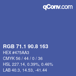 Color code: RGB 71.1 90.8 163 | qconv.com