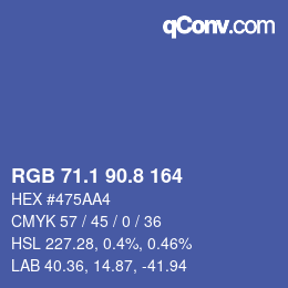 カラーコード: RGB 71.1 90.8 164 | qconv.com