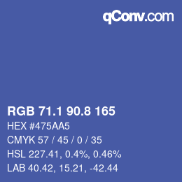 カラーコード: RGB 71.1 90.8 165 | qconv.com