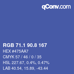 カラーコード: RGB 71.1 90.8 167 | qconv.com