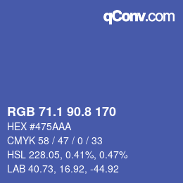 Color code: RGB 71.1 90.8 170 | qconv.com