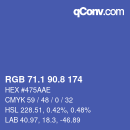 Color code: RGB 71.1 90.8 174 | qconv.com