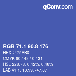 カラーコード: RGB 71.1 90.8 176 | qconv.com