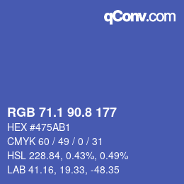 カラーコード: RGB 71.1 90.8 177 | qconv.com