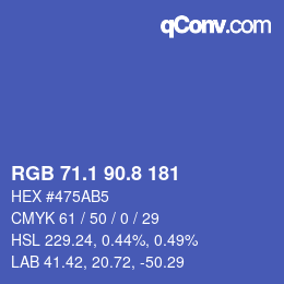 カラーコード: RGB 71.1 90.8 181 | qconv.com