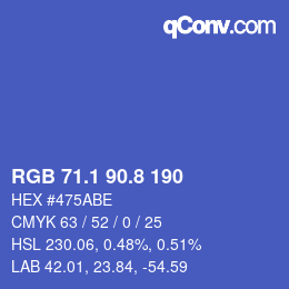 カラーコード: RGB 71.1 90.8 190 | qconv.com