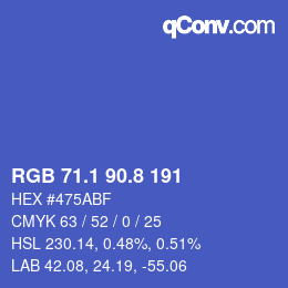 カラーコード: RGB 71.1 90.8 191 | qconv.com