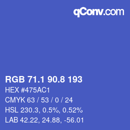 カラーコード: RGB 71.1 90.8 193 | qconv.com