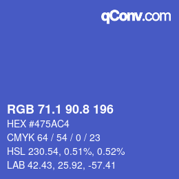 カラーコード: RGB 71.1 90.8 196 | qconv.com