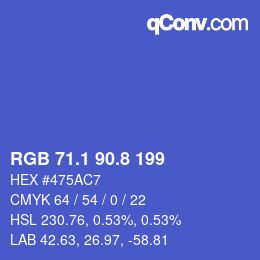 カラーコード: RGB 71.1 90.8 199 | qconv.com