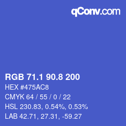 カラーコード: RGB 71.1 90.8 200 | qconv.com