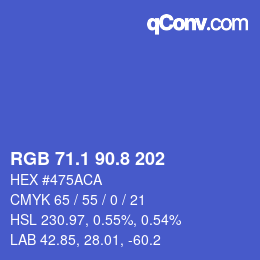 カラーコード: RGB 71.1 90.8 202 | qconv.com