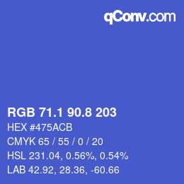 カラーコード: RGB 71.1 90.8 203 | qconv.com