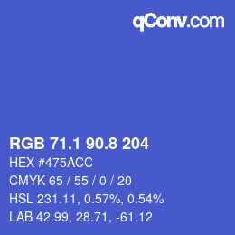 カラーコード: RGB 71.1 90.8 204 | qconv.com