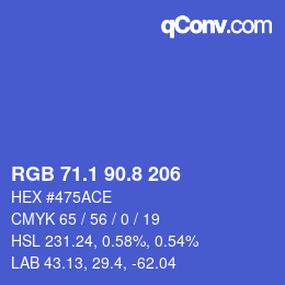 カラーコード: RGB 71.1 90.8 206 | qconv.com