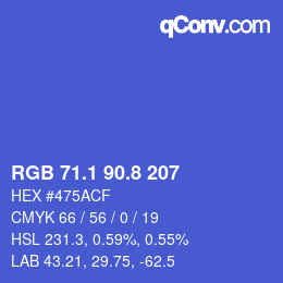 カラーコード: RGB 71.1 90.8 207 | qconv.com