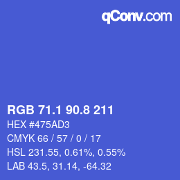 カラーコード: RGB 71.1 90.8 211 | qconv.com