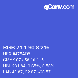 カラーコード: RGB 71.1 90.8 216 | qconv.com