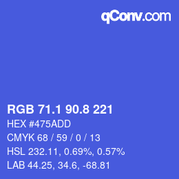 カラーコード: RGB 71.1 90.8 221 | qconv.com