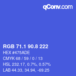 カラーコード: RGB 71.1 90.8 222 | qconv.com
