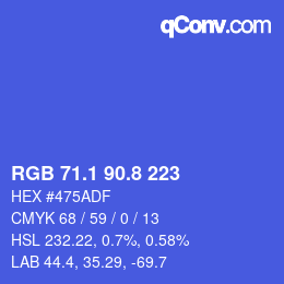 カラーコード: RGB 71.1 90.8 223 | qconv.com