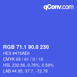 カラーコード: RGB 71.1 90.8 230 | qconv.com