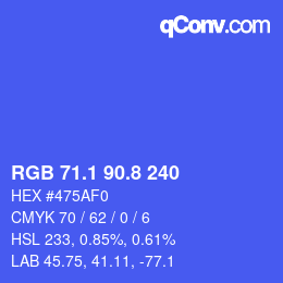 カラーコード: RGB 71.1 90.8 240 | qconv.com
